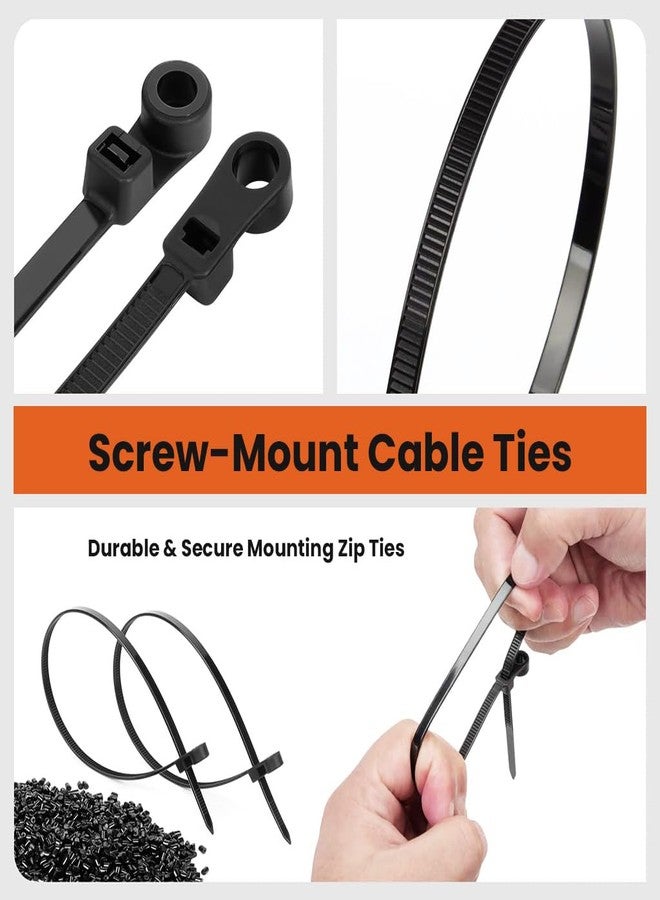 ZORBES® 100 PCS 8 inch Black Zip Ties with Screw Hole 50lbs Mountable Head Cable Ties Straps Multipurpose Heavy Duty Nylon Cable Zip Ties with Screw Mounting Hole For Indoor & Outdoor Use - Image 4